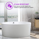 Vanity Art Troyes 59 in. Acrylic Flatbottom Freestanding Bathtub in White