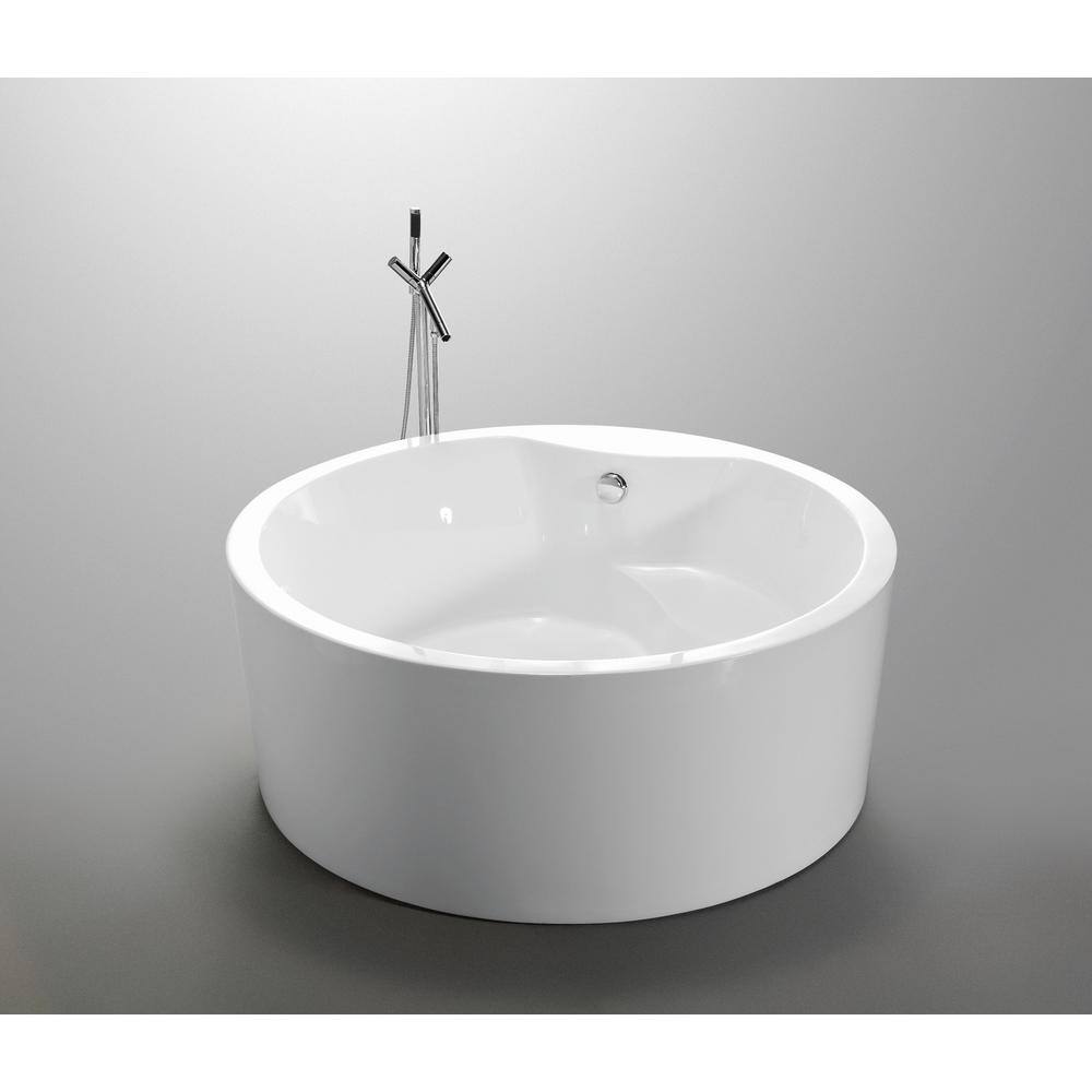 Vanity Art Troyes 59 in. Acrylic Flatbottom Freestanding Bathtub in White