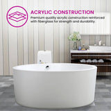 Vanity Art Troyes 59 in. Acrylic Flatbottom Freestanding Bathtub in White
