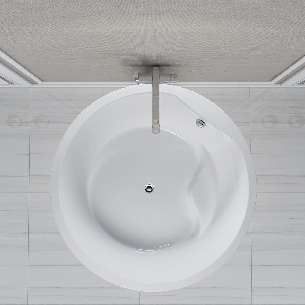 Vanity Art Troyes 59 in. Acrylic Flatbottom Freestanding Bathtub in White