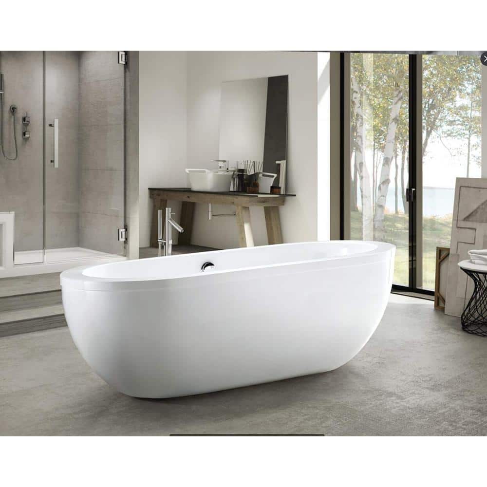 Vanity Art Rennes 71 in. Acrylic Flatbottom Center Bathtub in White