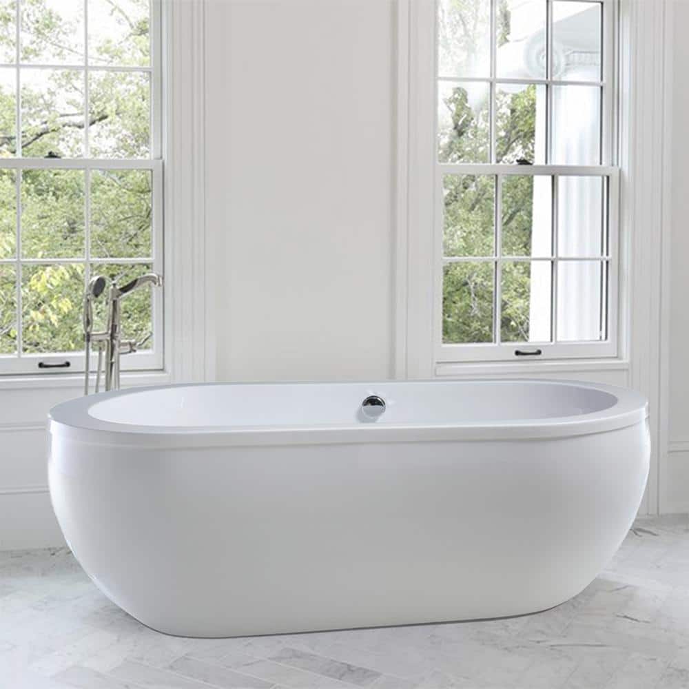 Vanity Art Rennes 71 in. Acrylic Flatbottom Center Bathtub in White