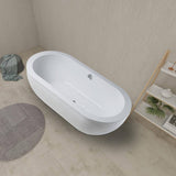 Vanity Art Rennes 71 in. Acrylic Flatbottom Center Bathtub in White