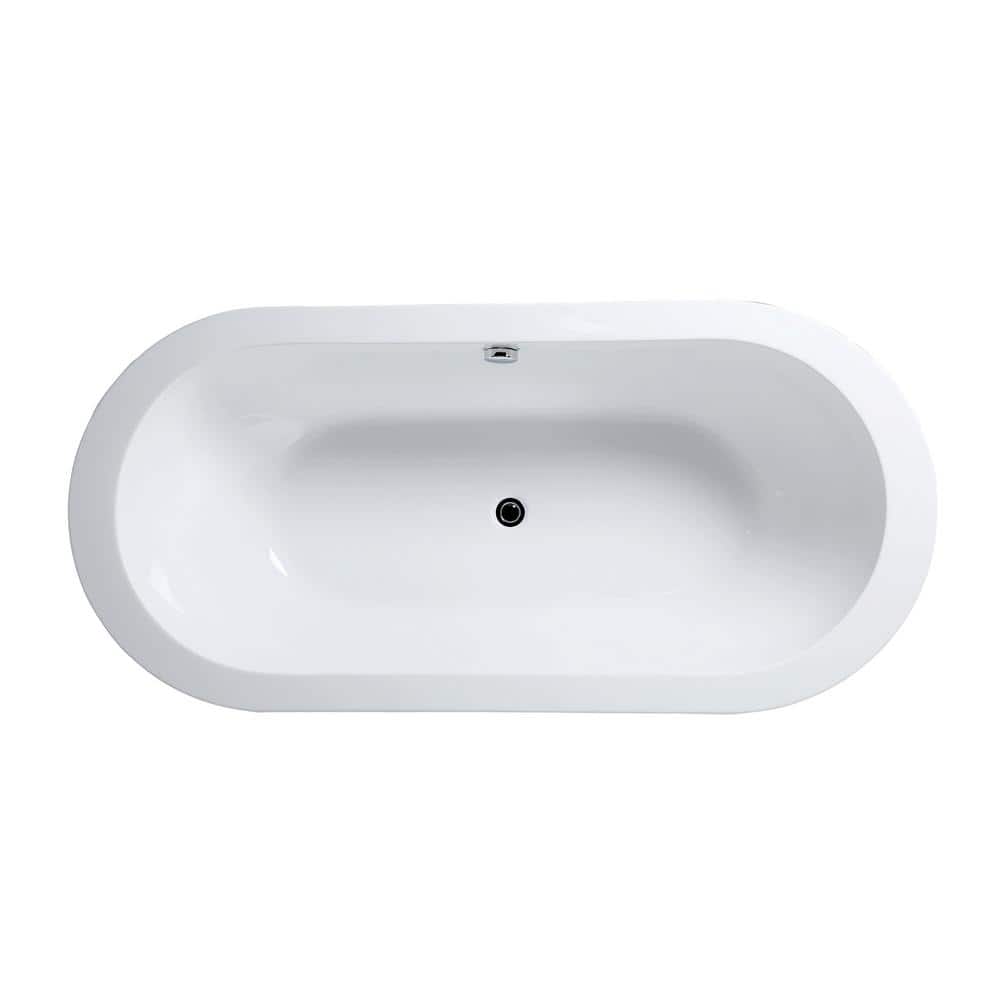 Vanity Art Rennes 71 in. Acrylic Flatbottom Center Bathtub in White