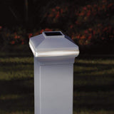 Veranda 5 in. x 5 in. White Vinyl Solar-Powered Pyramid Fence Post Cap