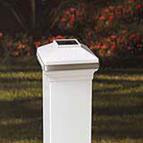 Veranda 5 in. x 5 in. White Vinyl Solar-Powered Pyramid Fence Post Cap