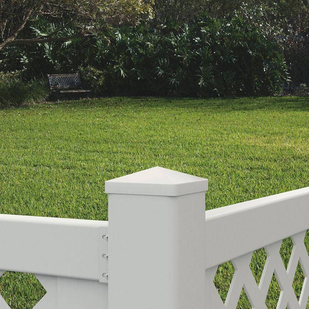 Veranda 4 in. x 4 in. White Composite Pyramid Fence Post Cap