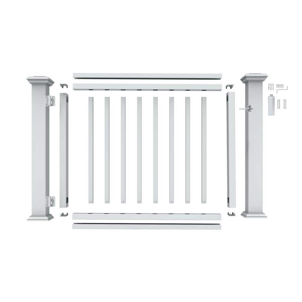 Veranda 36 in. to 48 in. Traditional White PolyComposite Rail Gate Kit