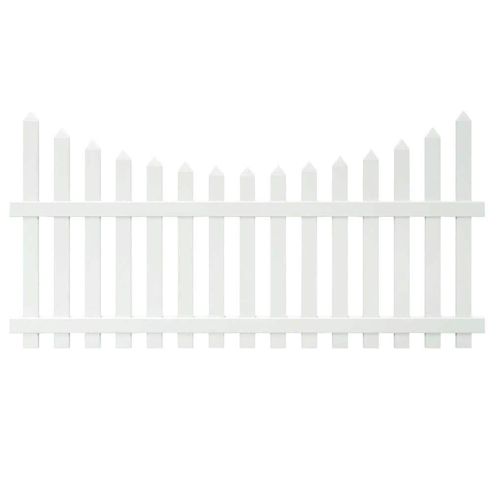 Veranda Glendale 4 ft x 8 ft White Vinyl Scalloped Top Picket Fence Panel