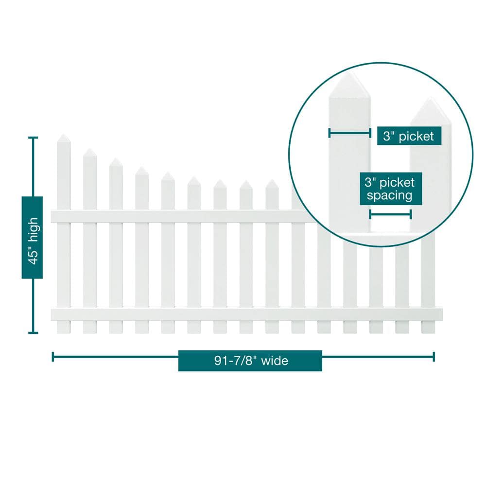 Veranda Glendale 4 ft x 8 ft White Vinyl Scalloped Top Picket Fence Panel