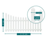Veranda Glendale 4 ft x 8 ft White Vinyl Scalloped Top Picket Fence Panel