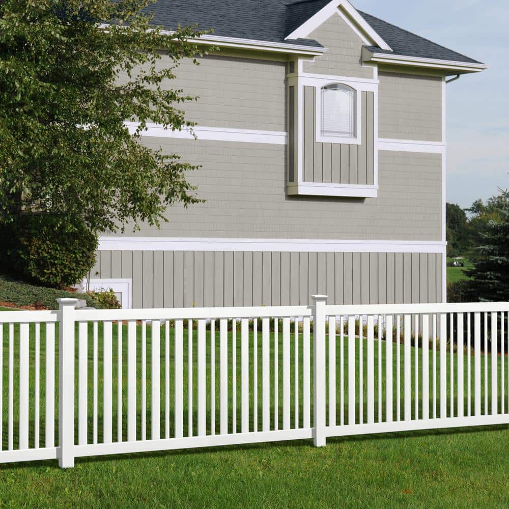Veranda LaFayette 4 ft. H x 8 ft. W White Vinyl Spaced Picket Fence Panel Kit