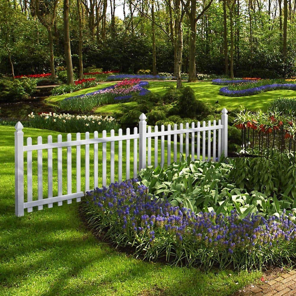 Veranda Glendale White Vinyl Spaced Picket Fence Panel