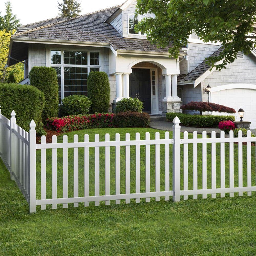 Veranda Glendale White Vinyl Spaced Picket Fence Panel