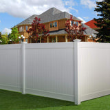 Veranda 5 in. x 5 in. x 8 ft. White Vinyl Routed Fence Corner Post