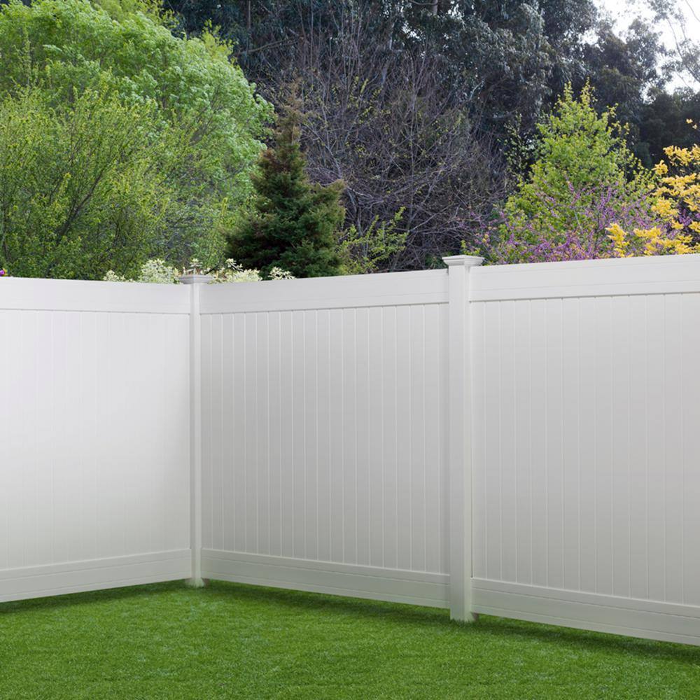 Veranda 5 in. x 5 in. x 8 ft. White Vinyl Routed Fence Corner Post