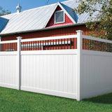 Veranda Pro Series 5 in. x 5 in. x 8 ft. White Vinyl Woodbridge Closed Picket Top Routed Corner Fence Post