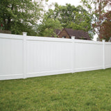 Veranda Linden 5 in. x 5 in. x 9 ft. White Vinyl Routed Line Fence Post