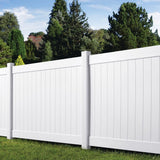 Veranda Linden 5 in. x 5 in. x 9 ft. White Vinyl Routed Line Fence Post