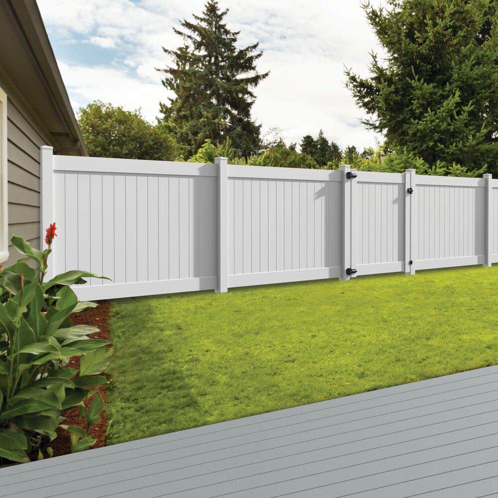 Veranda Linden 9 ft. White Vinyl Routed End Gate Fence Post