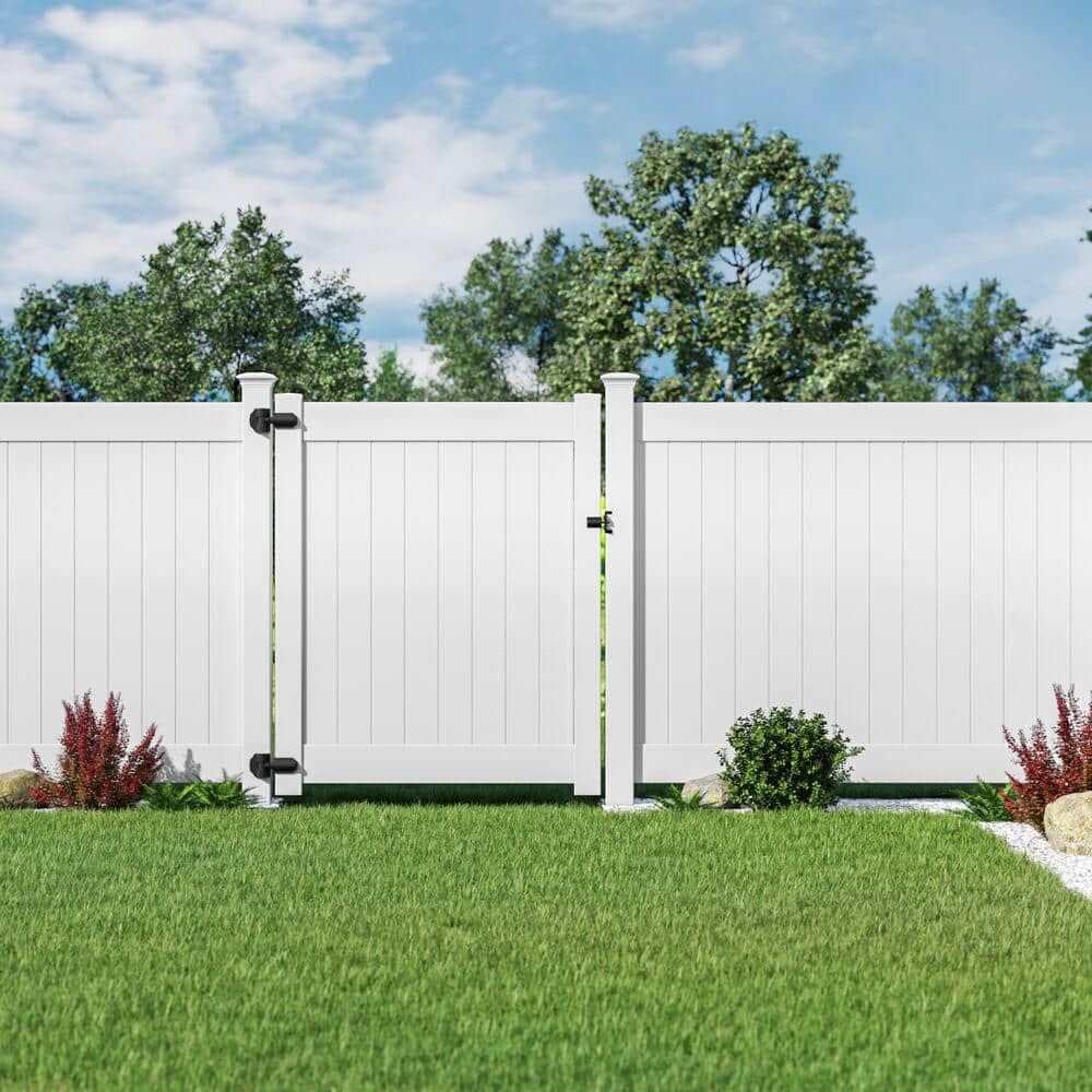 Veranda Linden 9 ft. White Vinyl Routed End Gate Fence Post