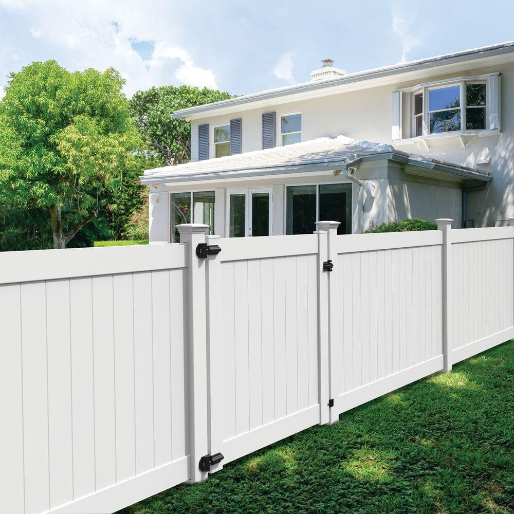 Veranda Linden 9 ft. White Vinyl Routed End Gate Fence Post