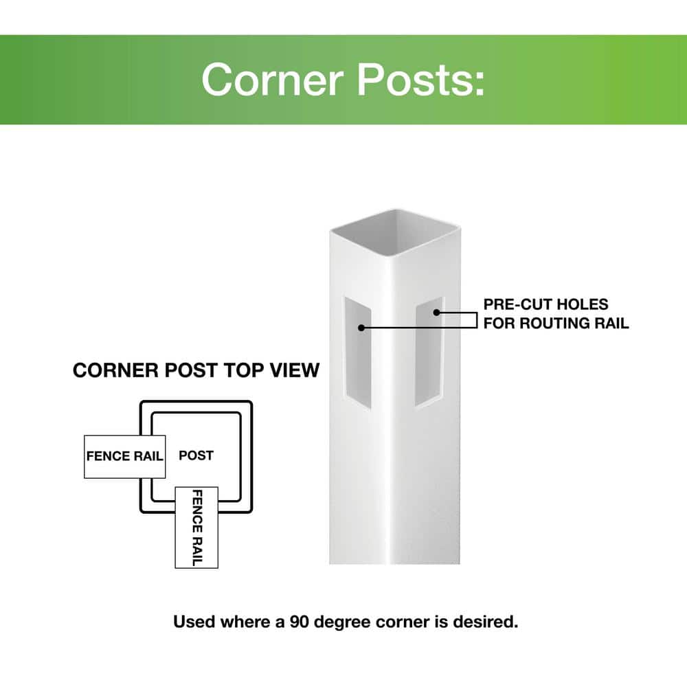 Veranda Linden 9 ft. White Vinyl Corner Fence Post