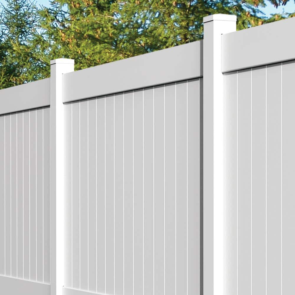 Veranda Linden 8 ft. White Vinyl Routed Fence Line Post