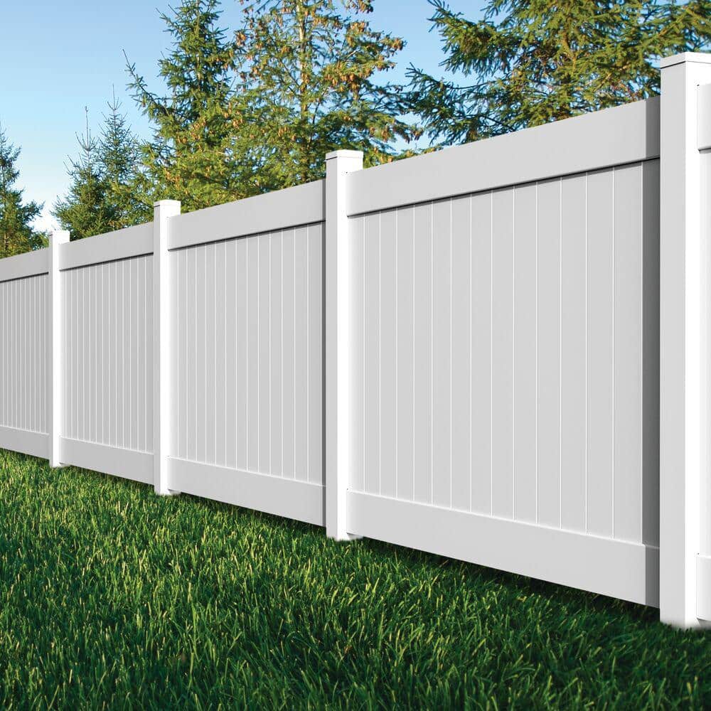 Veranda Linden 8 ft. White Vinyl Routed Fence Line Post