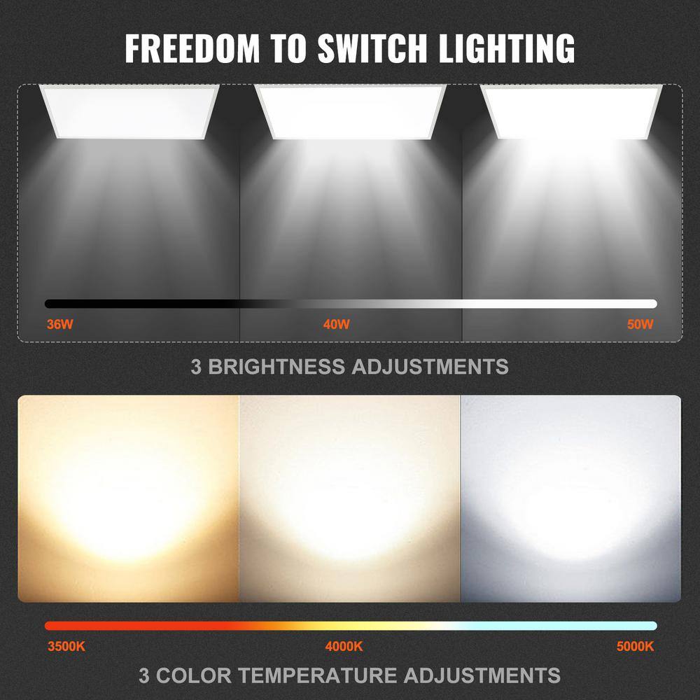 VEVOR LED Panel Light 47.8in. x 23.7in. 6000 Lumens Integrated LED Panel Light Cool White 3500/4000/5000K for Home Office