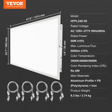 VEVOR LED Panel Light 47.8in. x 23.7in. 6000 Lumens Integrated LED Panel Light Cool White 3500/4000/5000K for Home Office