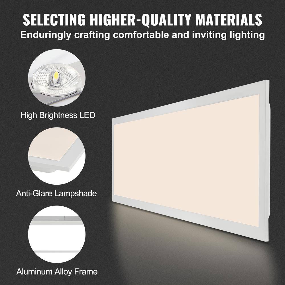 VEVOR 2 PCS 1 ft. x 4 ft. LED Flat Panel Light 6600LM 55 Watt LED Drop Ceiling Light 3500/4000/5000K for Home Office Classroom