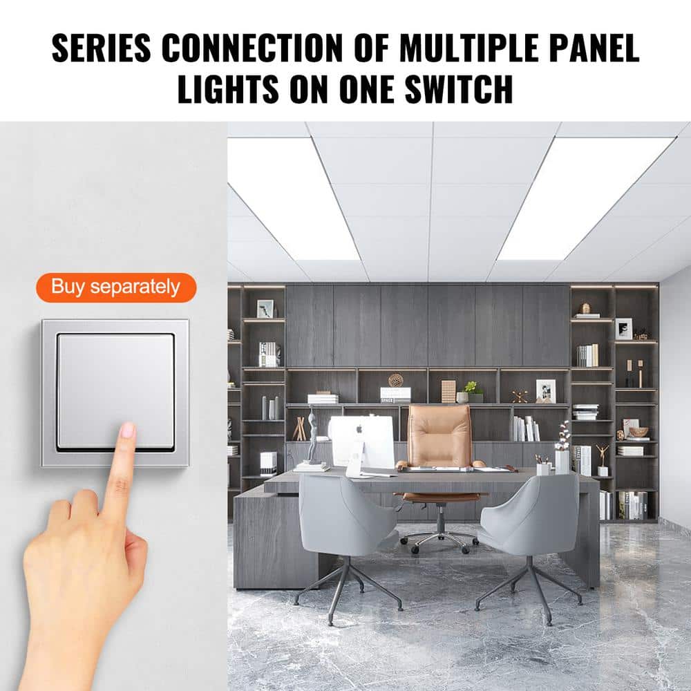 VEVOR 2 PCS 1 ft. x 4 ft. LED Flat Panel Light 6600LM 55 Watt LED Drop Ceiling Light 3500/4000/5000K for Home Office Classroom