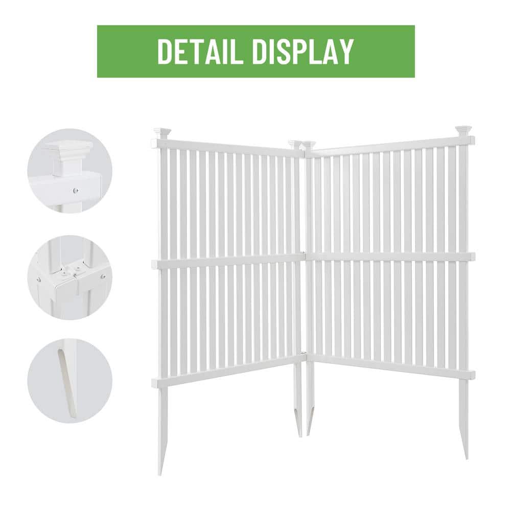 cadeninc 3 ft. W x 4 ft. H White Vinyl Privacy Screen Panels Kit - Fence-LQB1-101