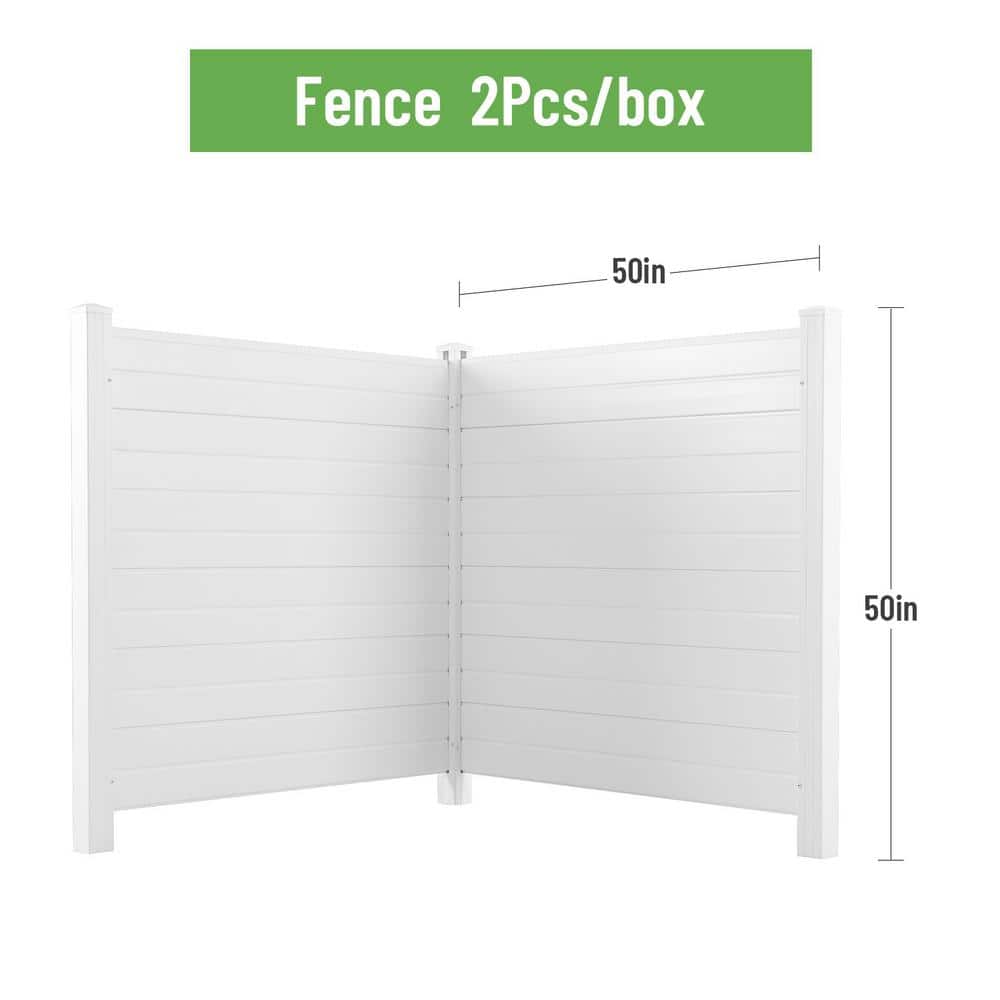 4.17 ft. W x 4.17 ft. H White Vinyl Privacy Fence Panels Kit