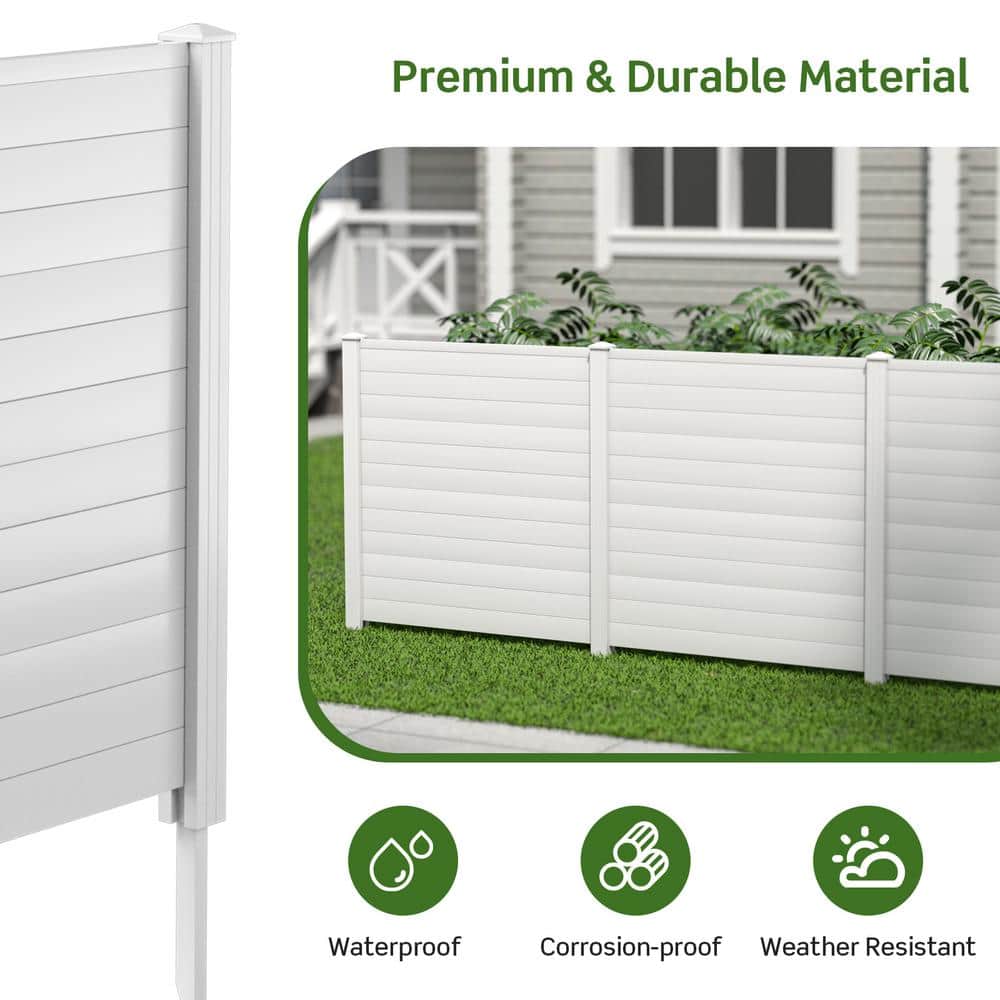 HONEY JOY 4.08 ft. x 4.04 ft. White PVC Outdoor Privacy Fence Panel