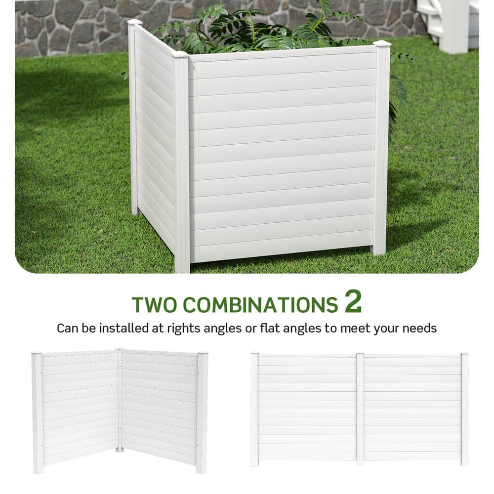 HONEY JOY 4.08 ft. x 4.04 ft. White PVC Outdoor Privacy Fence Panel