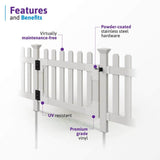 WamBam Fence 3-1/2 ft. x 2-5/8 ft. Newport Vinyl Picket Fence Gate with Stainless Steel Hardware