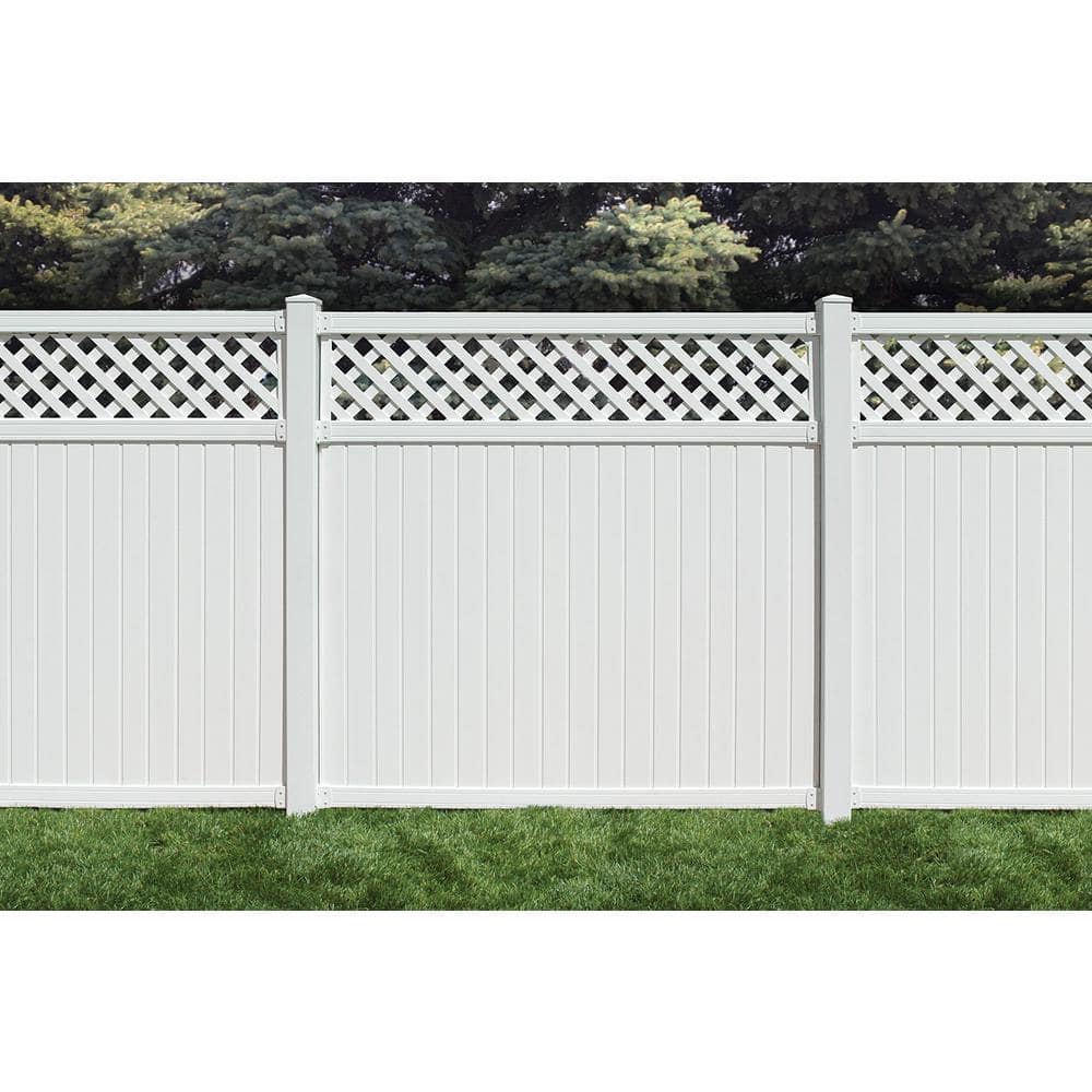 SIXTH AVENUE Belfast 6 ft. x 6 ft. White Vinyl Lattice Top Fence Panel