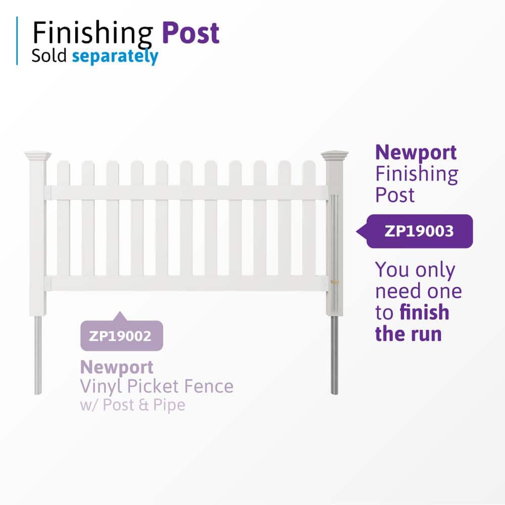 WamBam Fence 3 ft. x 6 ft. Newport Picket Vinyl Fence with No-Dig Steel Pipe Anchor Kit