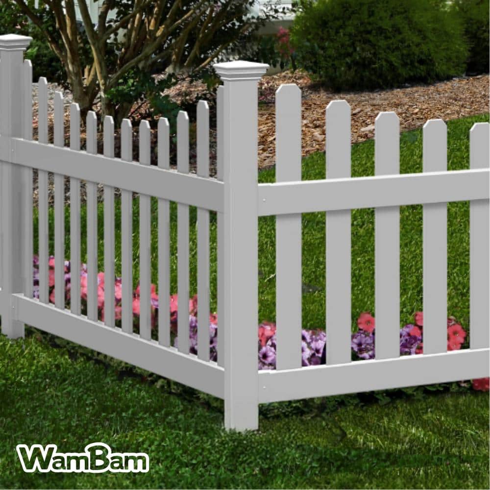 WamBam Fence No-Dig Vinyl All American Finishing Fence Post with Anchor and Cap - Model ZP19046