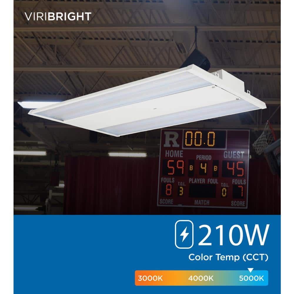 Viribright 4 ft. 400-Watt Equivalent Integrated LED Dimmable White High Bay Light, 5000K