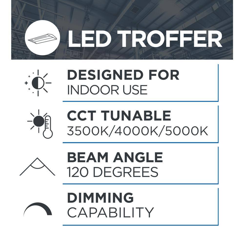 Viribright 47.8 in. W 23.78 L Wattage Tunable White 2 in. x 4 in. LED Basket Troffer with Tunable CCT Dimmable