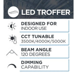 Viribright 47.8 in. W 23.78 L Wattage Tunable White 2 in. x 4 in. LED Basket Troffer with Tunable CCT Dimmable