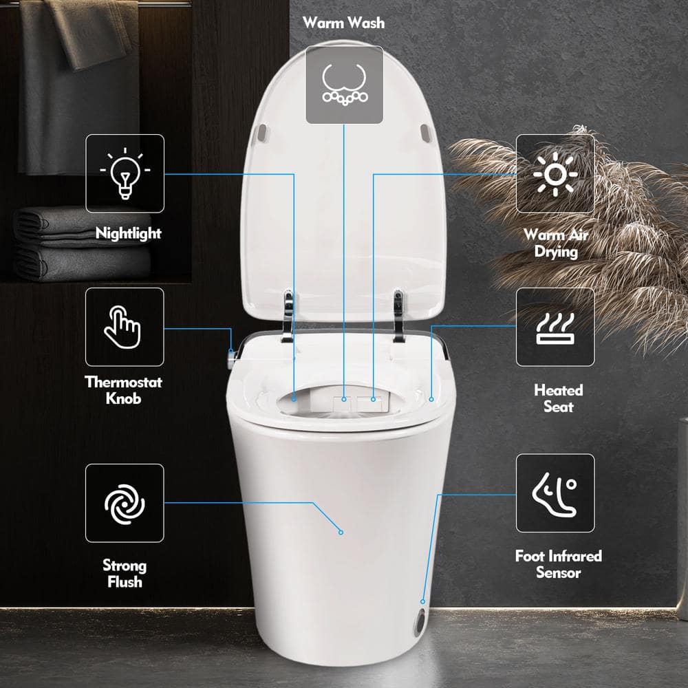 Virubi Heated Seat Smart Toilet with Remote Control and Warm Dryer