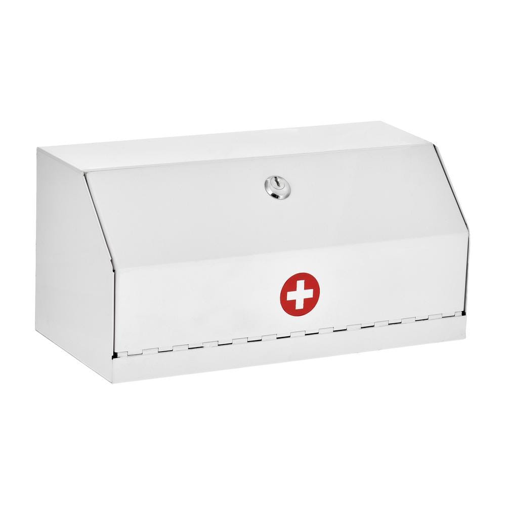 Vivacomfort 12.5 in. W x 6 in. H Medium White Metal Surface Mount Medicine Cabinet without Mirror with Lock