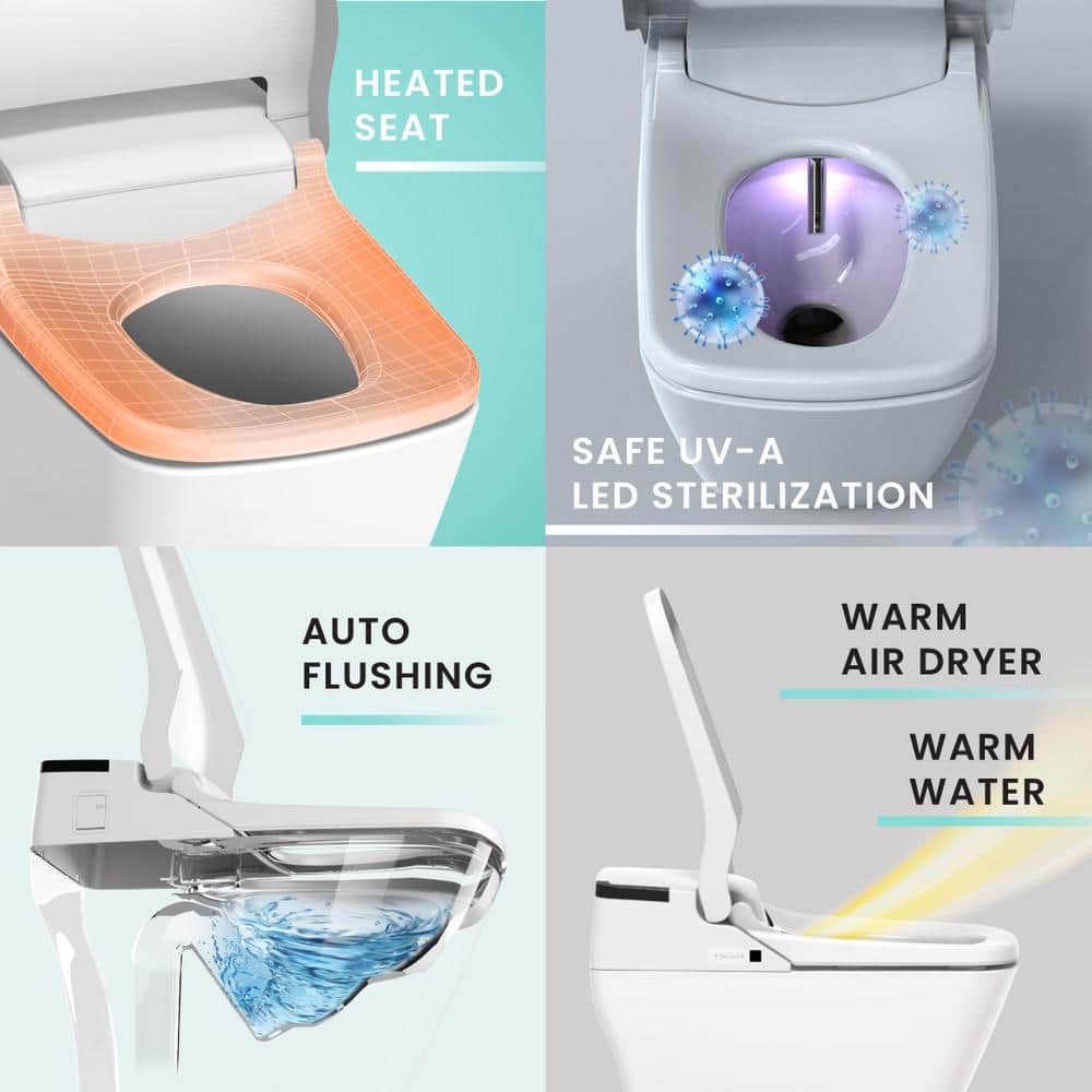 VOVO Stylement Tankless Smart Bidet One-Piece Toilet with UV LED Auto Flush & Heated Seat