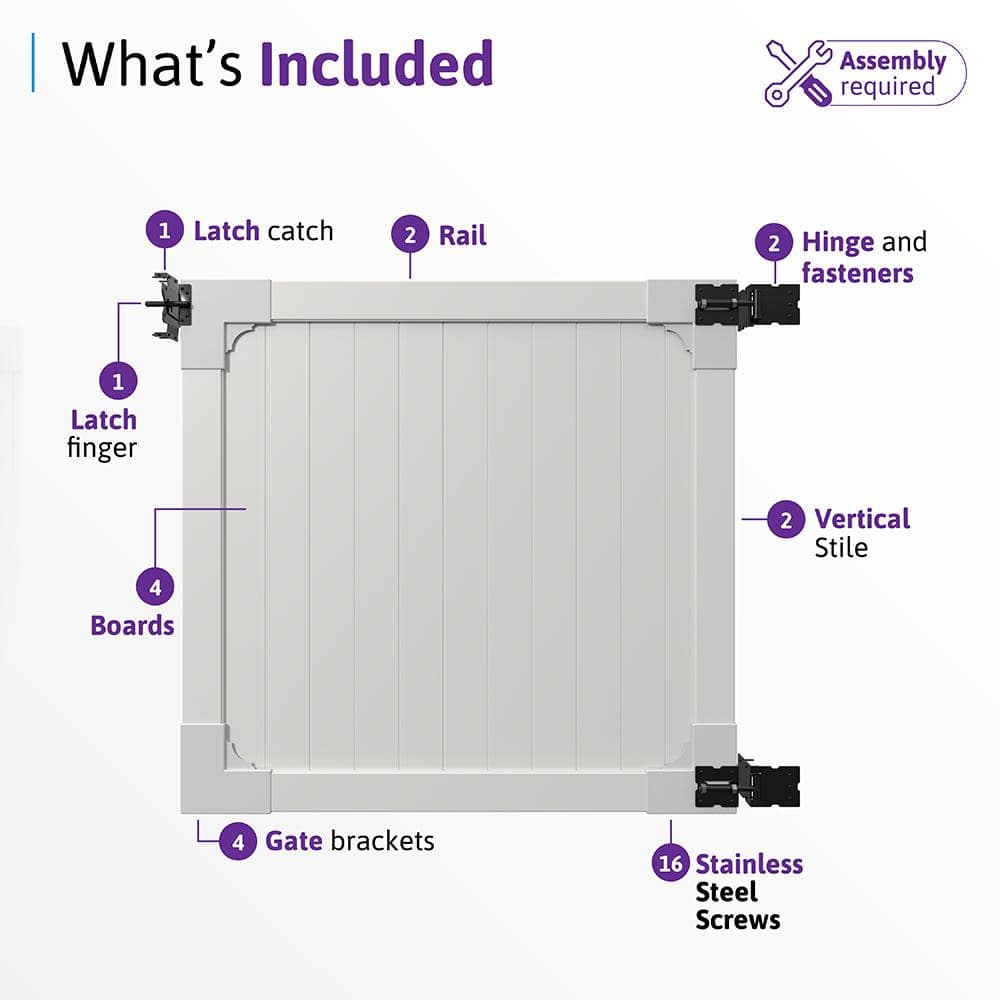 WamBam Fence 4 ft. H x 4 ft. W Westport White Vinyl Privacy Fence Gate with Stainless Steel Hardware