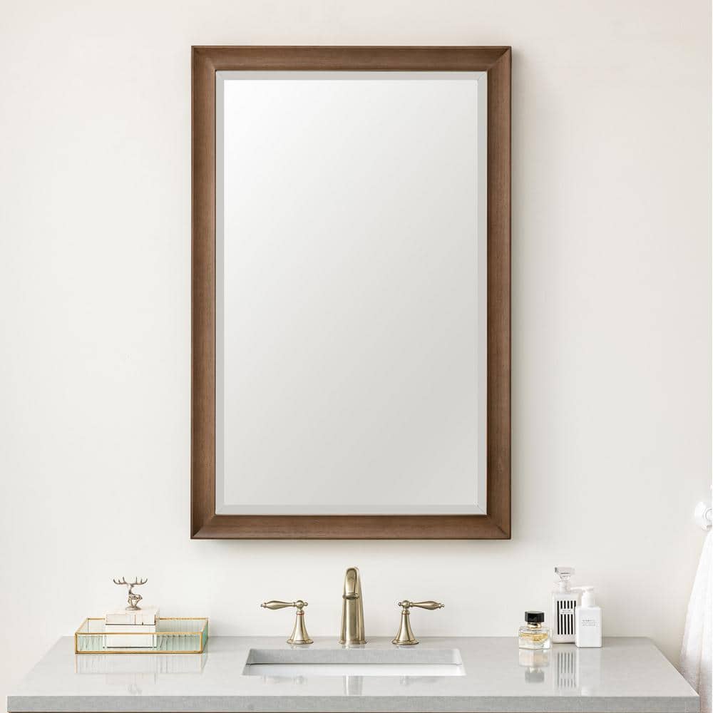 James Martin Vanities Glenbrooke 26" x 40" Rectangular Bathroom Vanity Mirror in White Wash Walnut