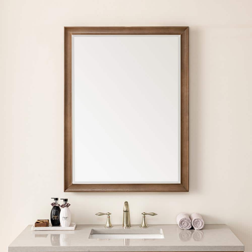 James Martin Vanities Glenbrooke 30" x 40" Rectangular Bathroom Vanity Mirror in White Wash Walnut
